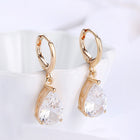 Yellow Gold Platinum Plated Earrings Drop Dangle Zirconia L585