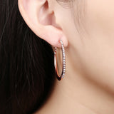 Rose Yellow Gold Silver Zirconia Latch Back Hoop Earrings L113