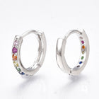 Cubic Zirconia Huggie Hoop Earrings Gold Silver  2.5x14mm Pin 1mm  P636