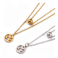 Stainless Steel Double Layer Necklace Pendant Necklace Butterfly 16" Z462