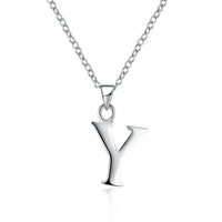 Sterling Silver Plated Necklace Women Pendant Initial Letter Alphabet B375