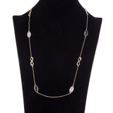 Yellow Gold Plated Necklace Chain  AAA Zirconia Blue Lobster Clasp B390