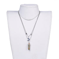 Malachite Bullet Pendant Necklace 316 Stainless Steel Lobster Clasp 16" Z509