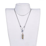 Malachite Bullet Pendant Necklace 316 Stainless Steel Lobster Clasp 16" Z509