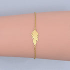 Stainless Steel Link Bracelet Lobster Clasp Feather Silver Gold Adjustable P263