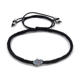 Adjustable Nylon Braided Stainless Steel Bracelet Hamsa Fatima Black Red Z149