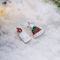 Rose Gold Platinum Enamel Stud Earrings Christmas Tree Candle 17x12mm P133
