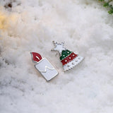 Rose Gold Platinum Enamel Stud Earrings Christmas Tree Candle 17x12mm P133