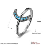 Yellow Gold Platinum Plated Ring Womens Moon Kallaite Stone Blue B506