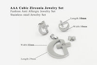 Stainless Steel Women's Unisex SetNecklace Earrings Moon Cross AAA Zirconia Y56