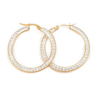 Stainless Steel Hoop Earrings Polymer Clay Rhinestone Gold 1.4" Up To 2.3" P595