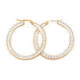 Stainless Steel Hoop Earrings Polymer Clay Rhinestone Gold 1.4" Up To 2.3" P595