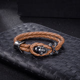 Leather Bracelet Inch Skull  8 Inches 8MM hook Clasp L439