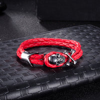 Leather Bracelet Inch Skull  8 Inches 8MM hook Clasp L439