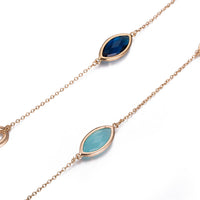 Yellow Gold Plated Necklace Chain  AAA Zirconia Blue Lobster Clasp B390