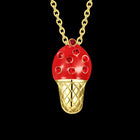 Yellow Gold Plated Necklace Women's Pendant Ice Cream AAA Zirconia Lobster B176