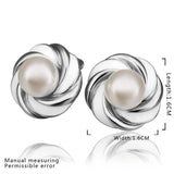 White Gold Pearl Epoxy Stud Earrings L68