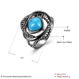 Platinum Black Gunmetal Plated Ring Halo Womens Kallaite Stone Blue B504