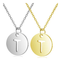 Stainless Steel Initial Pendant Necklace Alphabet Silver Gold Letter 16" A416