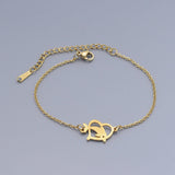 Stainless Steel Bracelet Lobster Clasp Dolphin Heart Gold Silver Adjustable P253