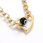 Stainless Steel Bracelet Evil Eye Beads Lobster Heart Gold Silver 8.6" 4mm P226