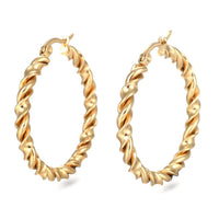 Stainless Steel Hoop Earring Hypoallergenic Ear Nut Twisted Ring Gold Z283