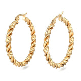 Stainless Steel Hoop Earring Hypoallergenic Ear Nut Twisted Ring Gold Z283