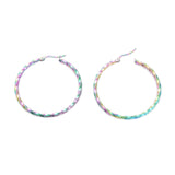 Electro Stainless Steel Big Hoop Earrings Hypoallergenic Twisted Rainbow Z289