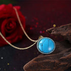 Platinum Plated Necklace Pendant Drop Kallaite Blue 20 Inch 1MM Lobster B192