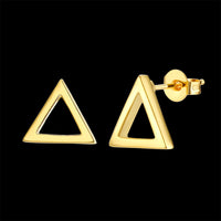 Rose Gold Plated Earrings Triagle Stud Push Back Clasp L514