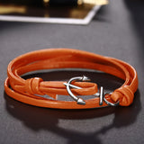 Leather Bracelet Anchor 8 Inches 10MM Hook Clasp L477