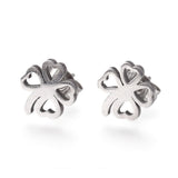 Stainless Steel Stud Earrings Earring Backs Four Leaf Clover 9x8.5mm A173