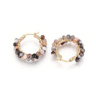 Stainless Steel Hoop Earrings Pearl Ring White Gold Agate Tiger Eye Howlite P326