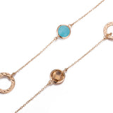 Yellow Gold Plated Necklace Chain AAA Zirconia Blue Lobster Clasp B386