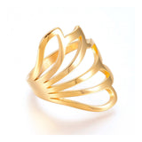 304 Stainless Steel Finger Rings Flower Gold Size 7 17mm  A16