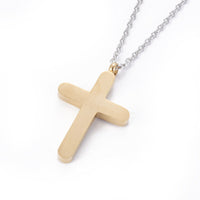 Stainless Steel Pendant Necklace Clay Rhinestone Cross Gunmetal Silver 18" Z461