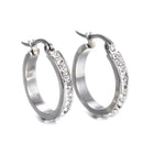 Stainless Steel Hoop Earrings Clay Rhinestone Oval Gold Silver 0.8" P617