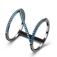 Rose Gold Platinum Plated Plated Knuckle Ring Kallaite Stone Blue B508