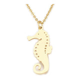 Stainless Steel Pendant Necklace Seahorse Silver 17.5 1.5mm Silver Gold Z625