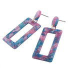 Ear Studs Alloy Cellulose Acetate(Resin) Rectangle Blue 50x20mm Pin 0.7mm  P573
