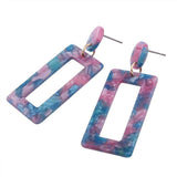Ear Studs Alloy Cellulose Acetate(Resin) Rectangle Blue 50x20mm Pin 0.7mm  P573