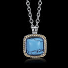 Platinum Plated Necklace Pendant Drop Kallaite Blue 19 Inch 1MM Lobster  B193