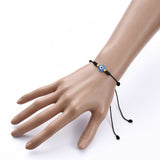 Adjustable Nylon Threads Braided Bead Bracelet Handmade Evil Eye Light Blue Z136