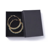 Hoop Earrings Stone Beads Gold Stainless Steel Hoop 50mm Pin 0.6x1mm  P602