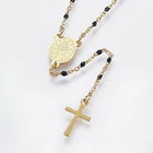Stainless Steel Lariat Necklace Enamel Lobster Cross Virgin Gold Blue 17" A210