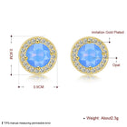 Yellow Gold Plated Earrings  Stud AAA Zirconia Opal Push Back Clasp L478