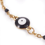 Stainless Steel Enamel Chain Bracelet Lobster Evil Eye Gold Adjustable 2mm A110