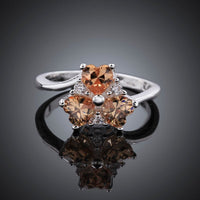 Sterling Silver Plated Heart CleverZirconia Flower Band Ring Size 8 B143