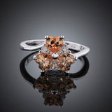 Sterling Silver Plated Heart CleverZirconia Flower Band Ring Size 8 B143