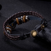 Leather Bracelet  Brown 8.5 Inches 20MM Push button  L442